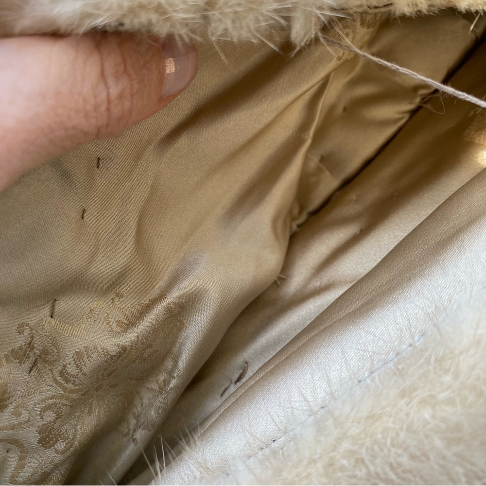 50’s Vintage Tan blonde Mink Fur Stole with Pocket Satin Lined - Picture 5 of 15
